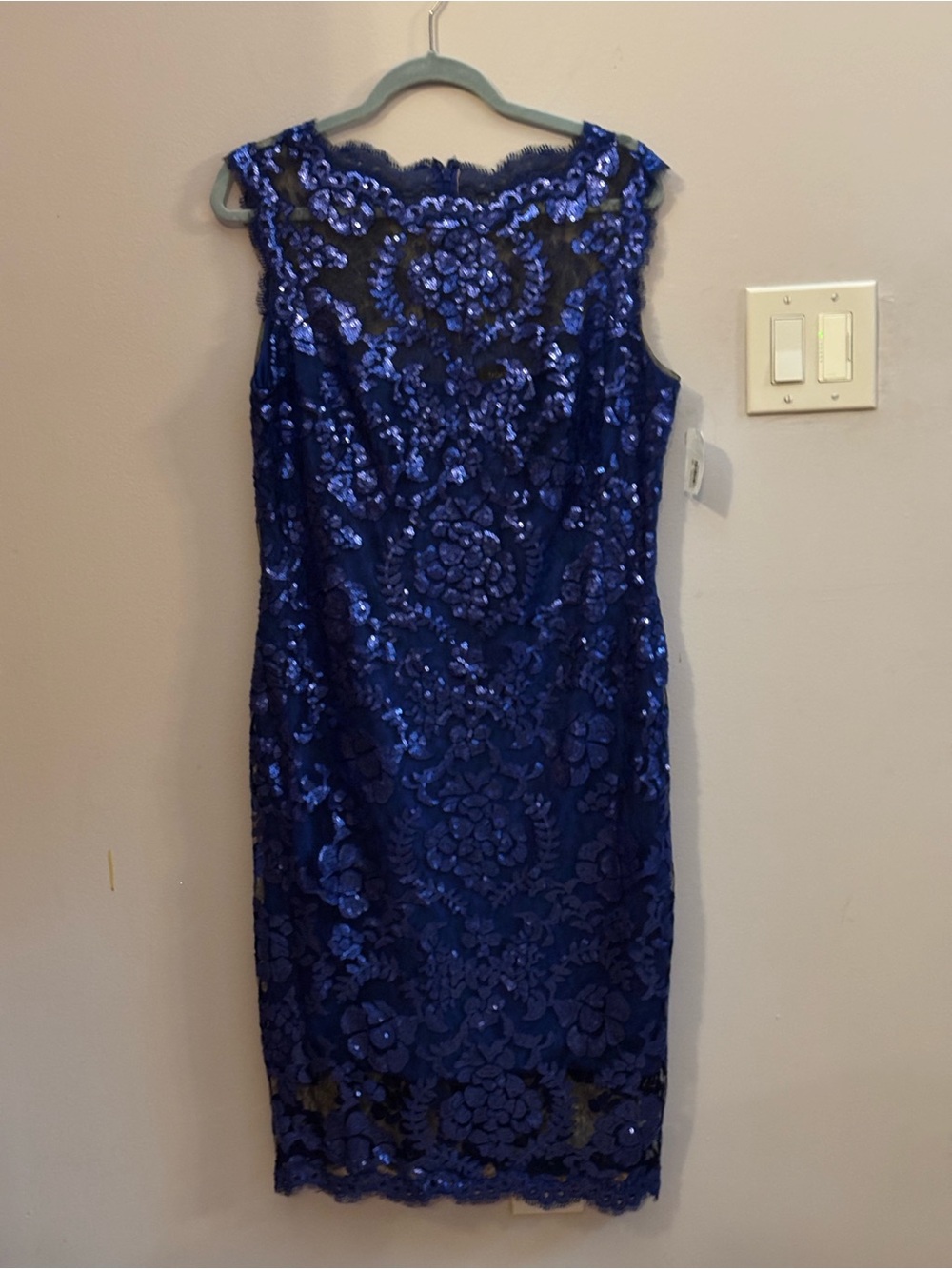 Tadashi Shoji Cobalt Blue Lace Sequin Midi Dress